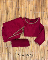 Maroon Lace 3pc “ Raw silk”