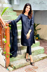 Black Emb 3pc “Silk Luxe”