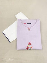 Lilac 2pc Embroidered Slub Khadder