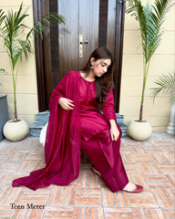 Maroon 3pc “ Raw silk”