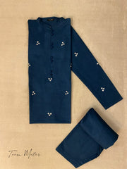 Blue 2pc Emb “Khaddar”