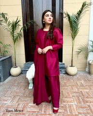 Maroon 3pc “ Raw silk”