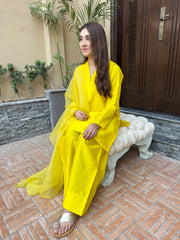 Fluorescent Yellow 3pc “ Raw silk”