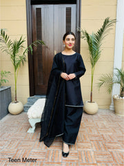 Black 3pc “ Raw silk”