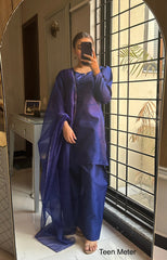 Blue 3pc “ Raw silk”