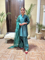 Green 3pc “ Raw silk”